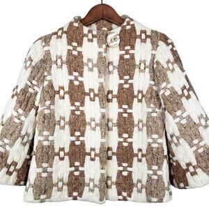 Beth Bowley Woven Jacket Button Snap 3/4 Sleeve - 2